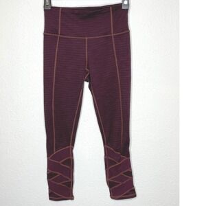Athleta Women Leggings Lattice Mesh High Rise XXS Burgundy Herringbone